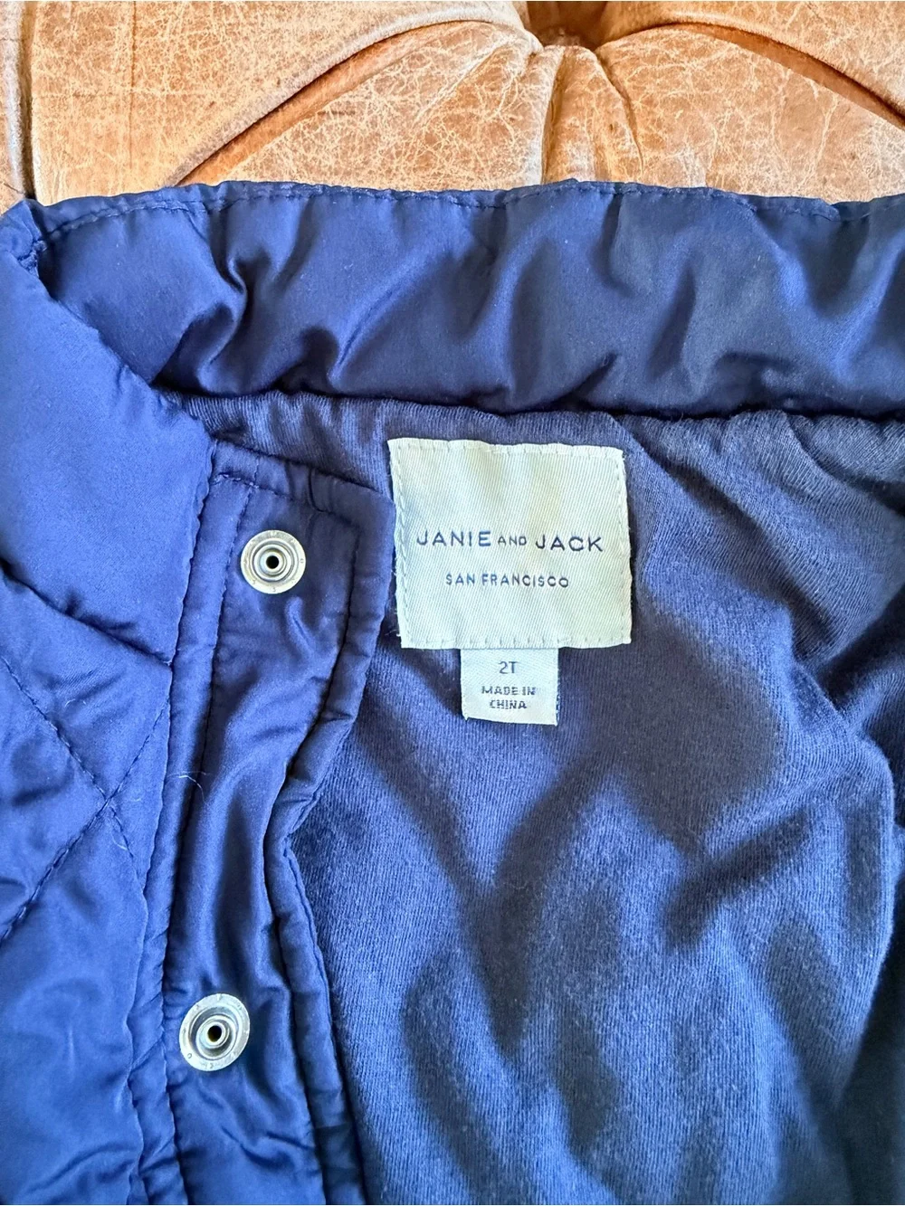 Janie and Jack Boys Navy Quilted Puffer Vest 2T Snap Front Fall Jacket